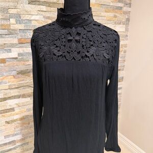 Who What Wear Black Lace Blouse
